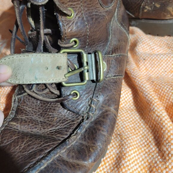 Polo By Ralph Lauren Ranger Men's Distressed Brown Leather Buckle Boots Size 7.5 - Picture 4 of 17